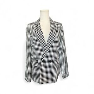 🆕 🖤🤍 NWOT PULL & BEAR Black & White Gingham Blazer | Sz S